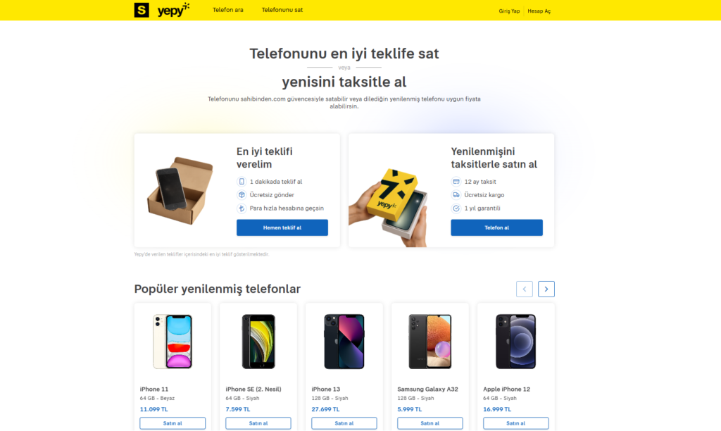 Yepy, Yenilenmiş Telefonlarda Uygun Fiyatlı Avantajlar Sunuyor 2 yepy sahibinden